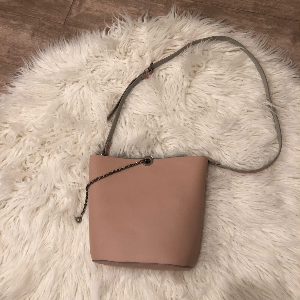 Zara pink/blush bucket bag with chain detail